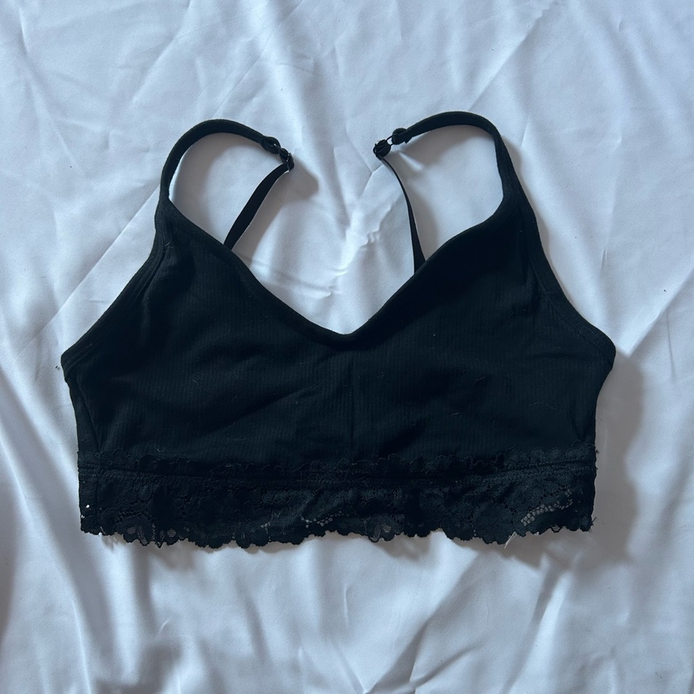 Aerie Black Lace Trim Bralette